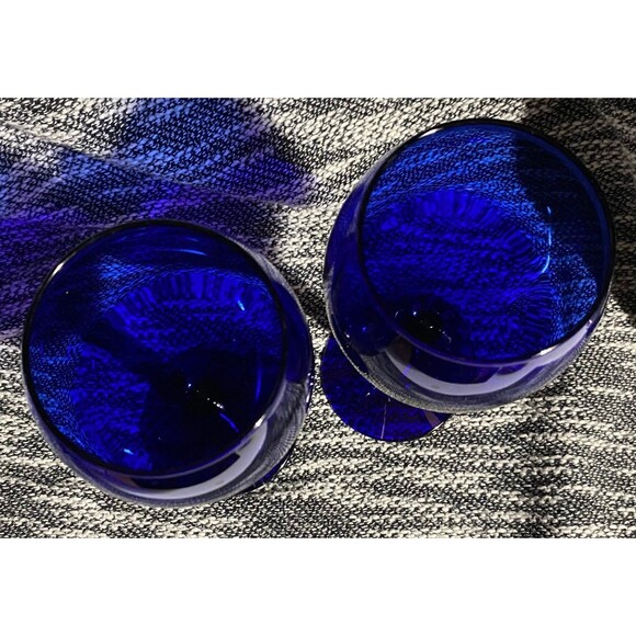 Pier 1 Cobalt Blue Wine Glasses Water Goblet Stemware - Picture 2 of 4